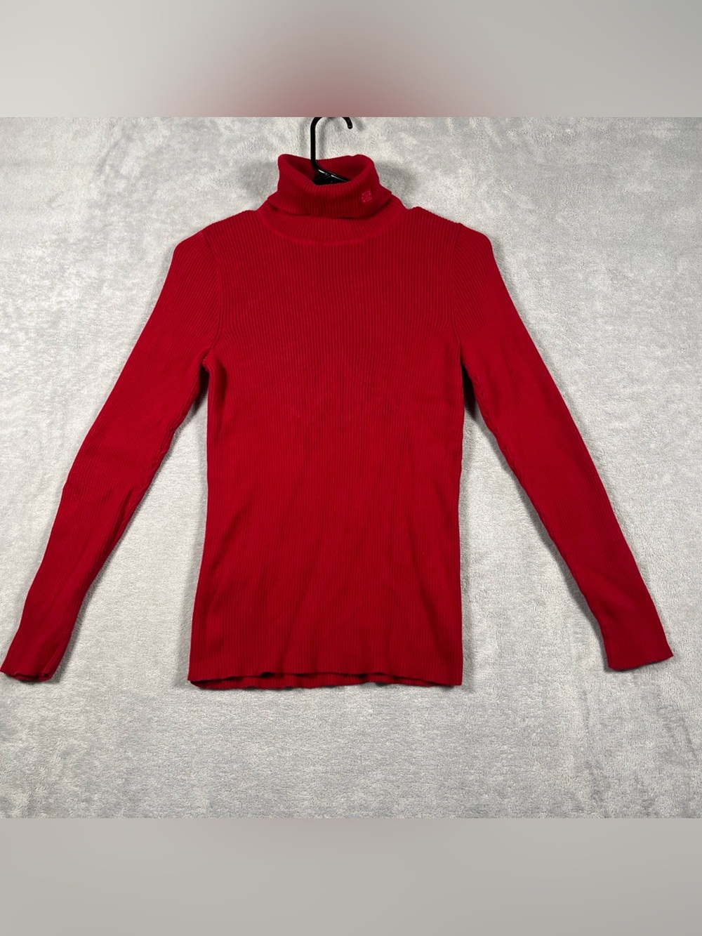 Lauren Ralph Lauren Red Ribbed Turtleneck Long Sleeve Top
